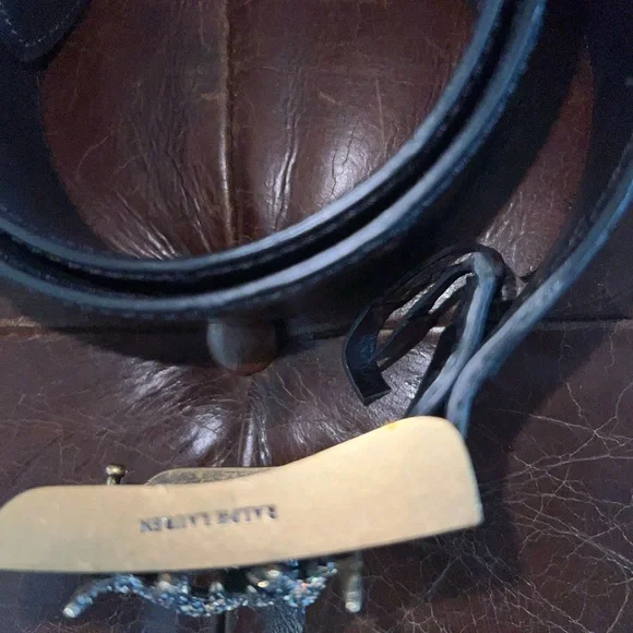 Ralph Lauren Brass Stag Head Alligator Belt - Picture 4 of 12